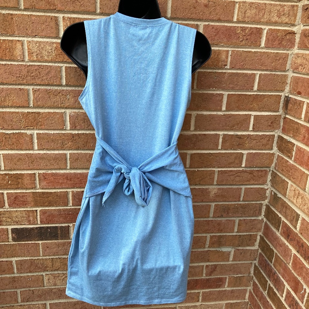 Pink Lily Sky Blue Tie-Front Mini Dress - Picture 9 of 12